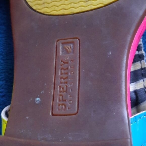Sperry Pink Yellow Neon Top Sider Thong Strappy Sandals Size 6 - Picture 11 of 15